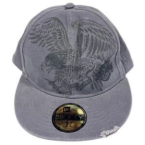 Harley-Davidson Eagle 59fifty Hat Cap Gray Size 7 3/8 Baseball New with Tags
